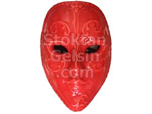 Seramik Dekorasyon Maske Krmz